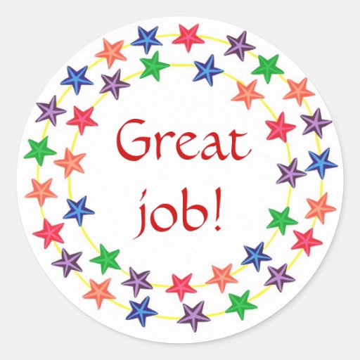 Great job!, stickers, circles of colorful stars | Zazzle