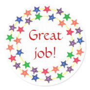 Great job!, stickers, with colorful stars sticker