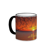 Great Lakes Sunset by Bobby Mikul ceramic mug