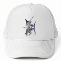 Great marlin with reflection in water mesh hats
