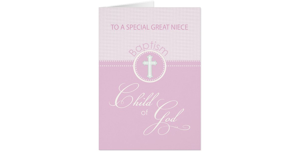 Great Niece Baptism Congratulations Pink Child Card Zazzle