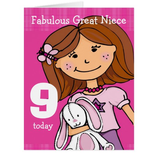 Great Niece Girls 9th Birthday Card Pink Zazzle