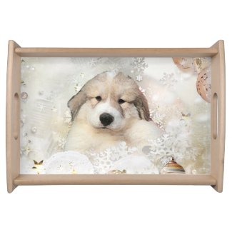 Great Pyrenees Watercolor Puppy Food Tray