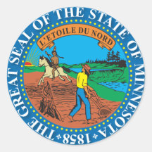 Great seal of the state of Minnesota Round Stickers