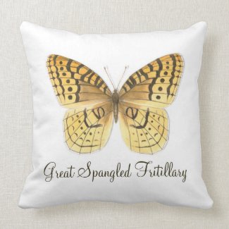 Great Spangled Fritillary Butterfly Pillow w/Text