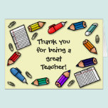 Great teacher pens and pencils customisable cards