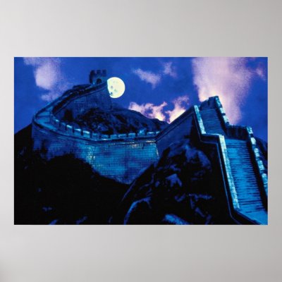 china wall from moon. Great Wall of China with moon Posters by inspirelove. Great Wall of China with moon. A Great design from the 19th century.