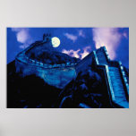 Great Wall of China with moon Posters