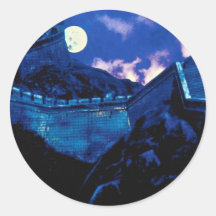 Great Wall of China with moon Round Sticker