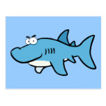 GREAT WHITE BLUE SHARK CARTOON SNEAKY FUNNY SURF S POST CARD