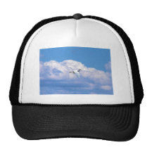 Great white egret flying in the beautiful sky mesh hats
