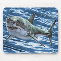 Great White Mousepad by FishTsdotcom Great White Mousepad