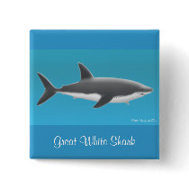 Great White Shark Pin buttons by twopurringcats Great White Shark Pin buttons