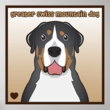 Greater Swiss Mountain Dog Cartoon Heart Poster
