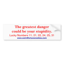 greatest danger (bumper sticker) bumper stickers