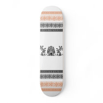 Grecian Style Black, Orange and White Skateboard