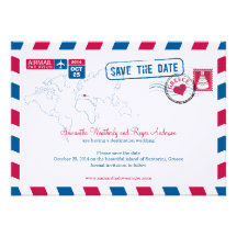 Greece Air Mail Wedding Save The Date Custom Invites