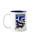 This cute cycling panda stands in front of a Greek flag with his bike. This original design makes a perfect gift for bicycling fanatics in Greece. Great for everyone who loves cute pandas and biking.
