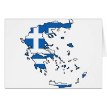 Greece Flag Map GR Greeting Cards