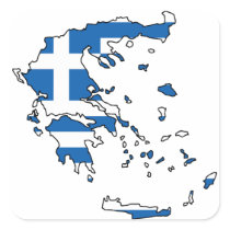 Greece Flag Map GR Square Sticker