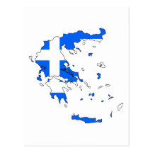 Greece flag map post cards