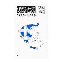 Greece flag map stamps