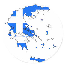 Greece flag map round stickers