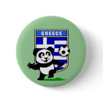 This adorable little panda is too cute! He's featured in front of a large flag from Greece and ready to play football and score some goals. This cute design is perfect for football players and soccer fans.