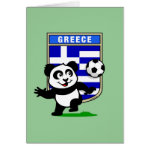 This adorable little panda is too cute! He's featured in front of a large flag from Greece and ready to play football and score some goals. This cute design is perfect for football players and soccer fans.