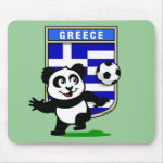 This adorable little panda is too cute! He's featured in front of a large flag from Greece and ready to play football and score some goals. This cute design is perfect for football players and soccer fans.