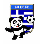 This adorable little panda is too cute! He's featured in front of a large flag from Greece and ready to play football and score some goals. This cute design is perfect for football players and soccer fans.