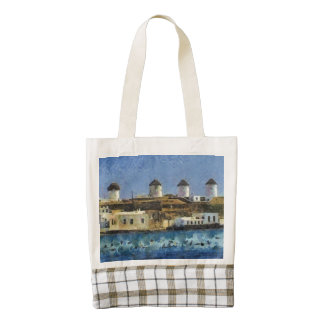 Greece painting zazzle HEART tote bag