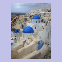 Greece, Santorini. Bell tower and blue domes of 3 posters