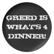 greed is a he eats dinner plate