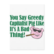 Greedy Capitalist Pig postcards