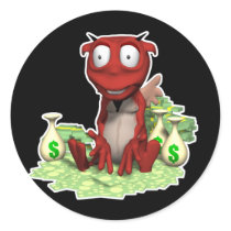 greedy devil round sticker