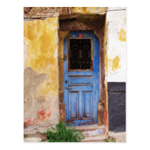 Greek Blue Door - Crete Postcard