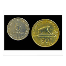 Greek Drachma Coins Post Cards
