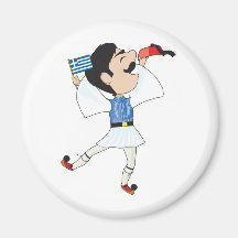 Greek Evzone dancing with Flag Fridge Magnet