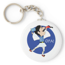 Greek Evzone dancing with Flag OPA! Keychain