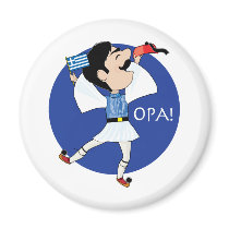 Greek Evzone dancing with Flag OPA! Magnet