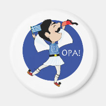 Greek Evzone dancing with Flag OPA! Magnet