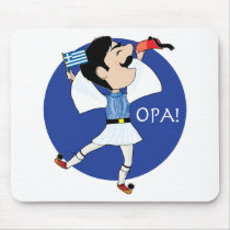Greek Evzone dancing with Flag OPA! Mouse Pad