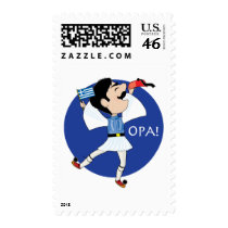 Greek Evzone dancing with Flag OPA! Postage Stamps
