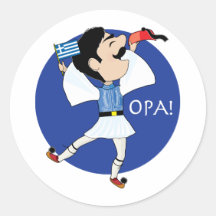Greek Evzone dancing with Flag OPA! Sticker