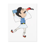 Greek Evzone dancing with Flag Post Card