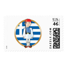 Greek Evzone with Flag Stamps