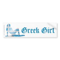 Greek Girl Silhouette Flag Bumper Sticker