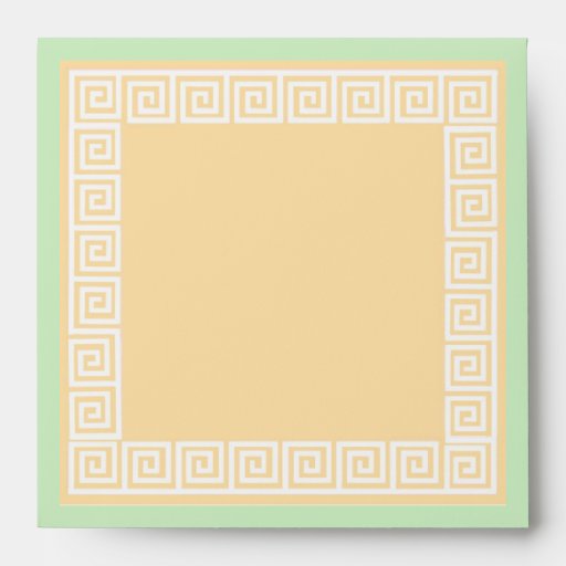 Greek Key Green Envelopes