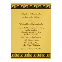 Greek Key On Metallic Gold Wedding Invitation